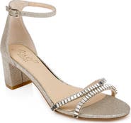 Jewel Badgley Mischka Joanne Embellished Block Heel Sandal