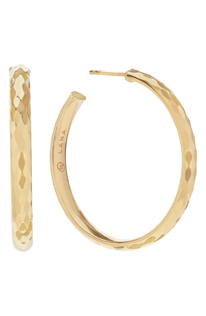 LANA 14K Gold Disco Hammered Hoop Earrings, Main, color, Gold