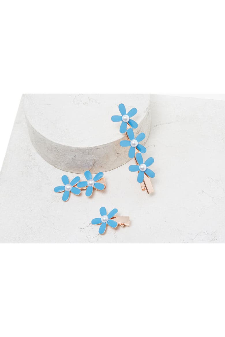Flower Hair Clip Set, Alternate, color, Blue