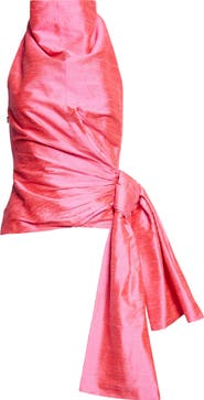 Christopher John Rogers Silk Shantung Sarong Halter Top