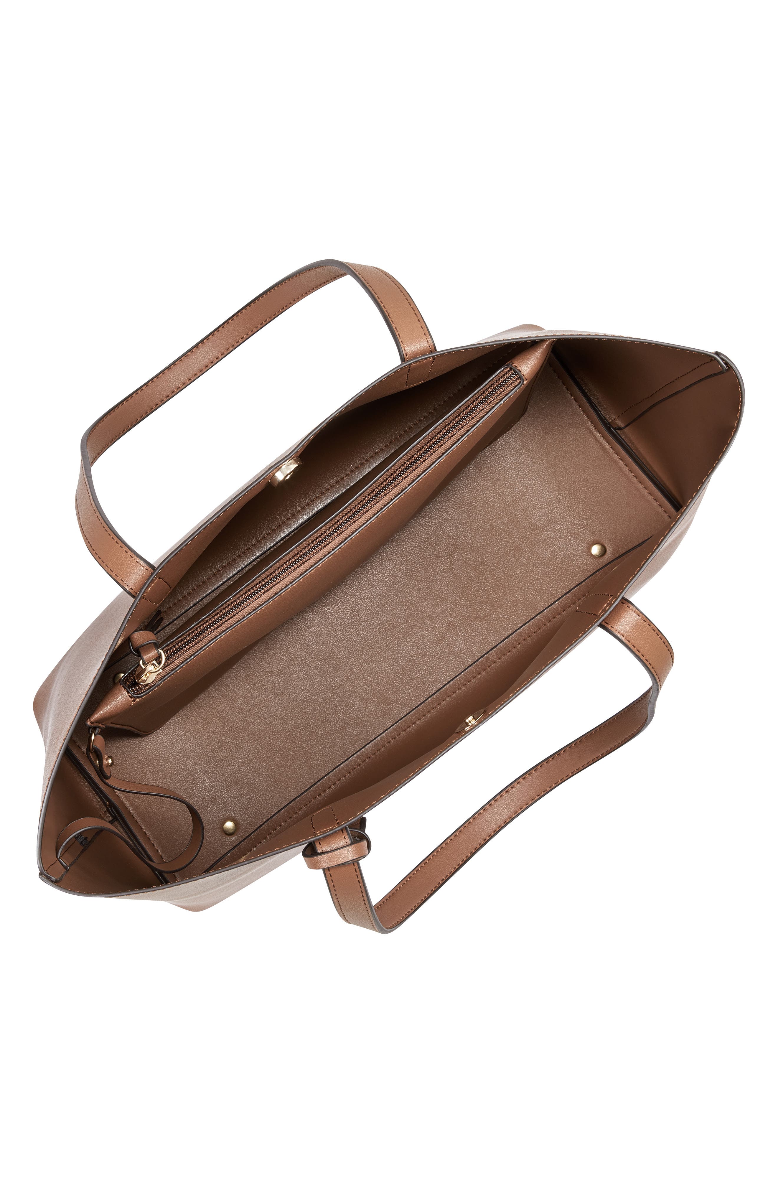 Zeda Faux Leather Tote, Alternate, color, COGNAC