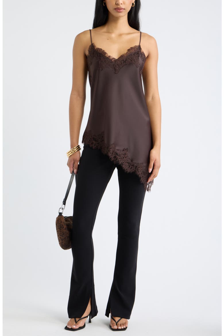 Asymmetrical Lace Satin Tank, Alternate, color, BROWN SEAL