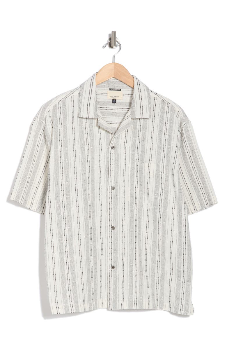Civil Society Stripe Camp Shirt, Alternate, color, White
