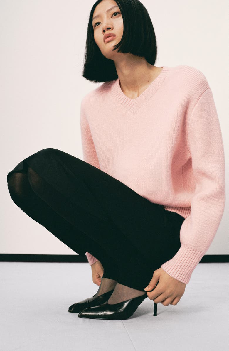 MANGO V-Neck Sweater, Alternate, color, Pastel Pink