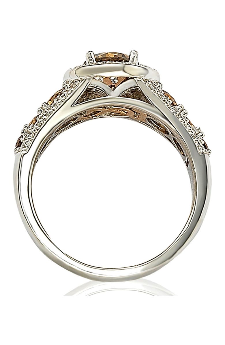 SUZY LEVIAN Sterling Silver Round-Cut Brown & White CZ Engagement Ring, Alternate, color, Brown