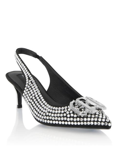 Suede Strass Slingback Shoes H55 Gothic Women