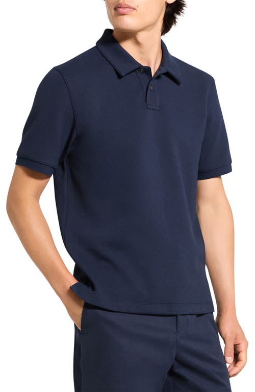 Theory Delroy Double Pique Regular Fit Polo Shirt In Blue