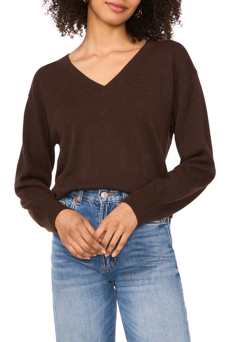 Long Sleeve V-Neck Sweater, Main, color, ESPRESSO