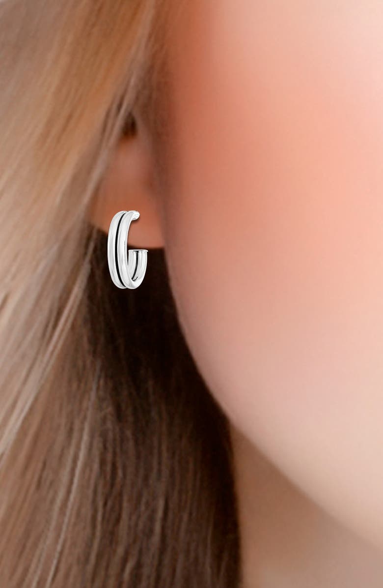 Christian Siriano New York Double Tubing 20mm Hoop Earrings, Alternate, color, Silver