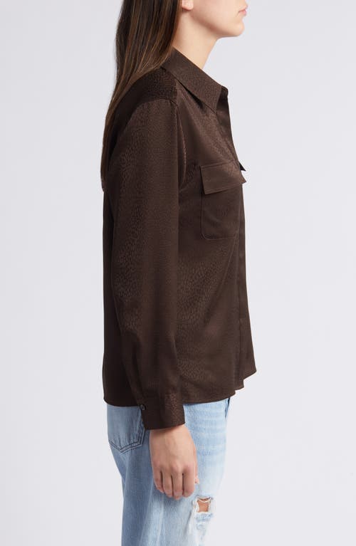 Shop Frame Snake Print Satin Button-up Shirt In Espresso