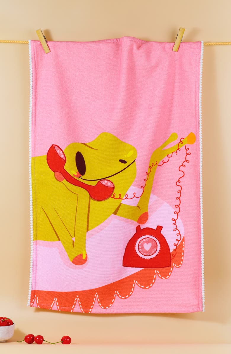 Tiramisu Lily Pad Luncheon Set of 3 Kitchen Towels, Alternate, color, Pink/ Green/ Orange