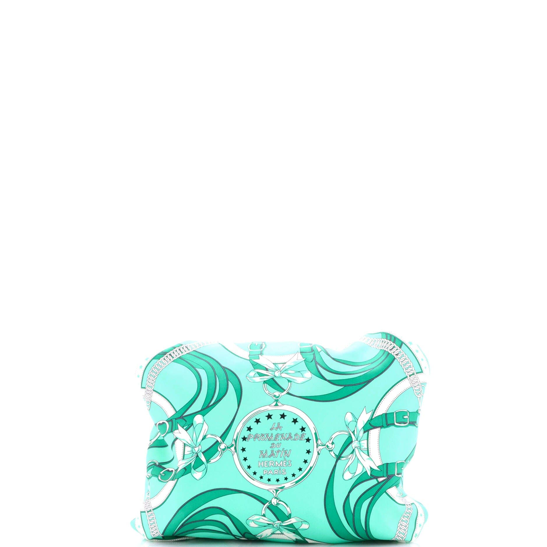 Pre-Owned Hermes Balusoie Bag Printed Silk and Leather, Alternate, color, Vert Comics