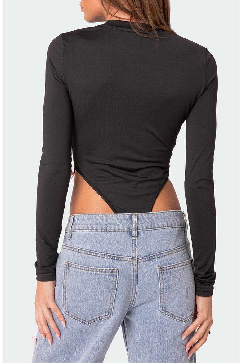 Marlo High Cut Bodysuit, Alternate, color, BLACK