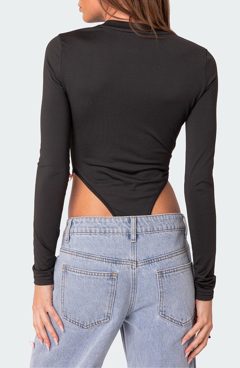 EDIKTED Marlo High Cut Bodysuit, Alternate, color, Black