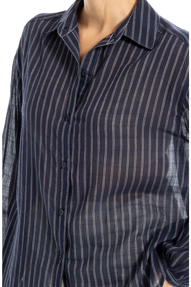 Striped Cotton Gauze Shirt, Alternate, color, DK NAVY DASHING STRIPE