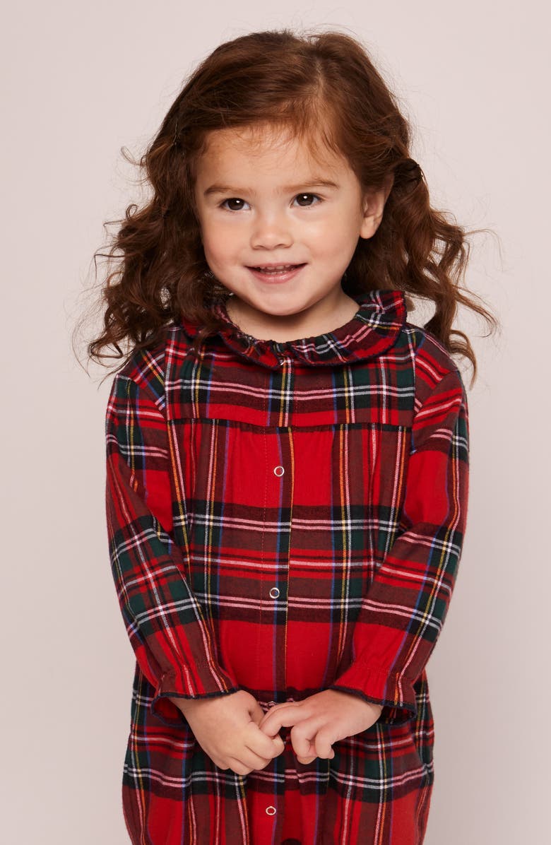 Petite Plume Madeline Imperial Tartan One-Piece Brushed Twill Pajamas, Alternate, color, Red