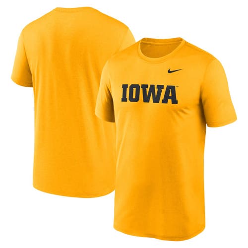 Nike Gold Iowa Hawkeyes Primetime Legend Wordmark T-shirt In Yellow