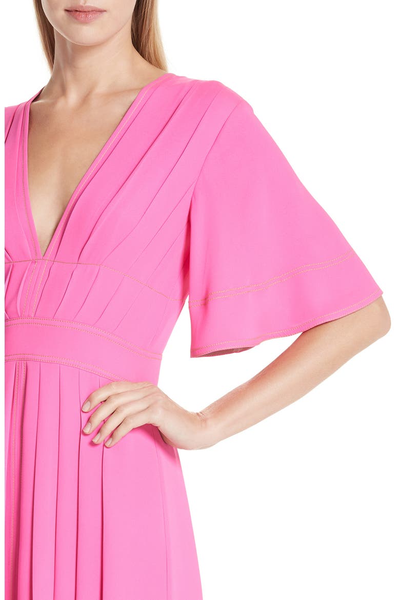 Pleated Silk Georgette Midi Dress, Alternate, color, ULTRA PINK