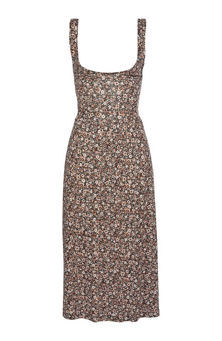 LASCANA Women's Floral Bow Detail Dress, Alternate, color, Brown Multi
