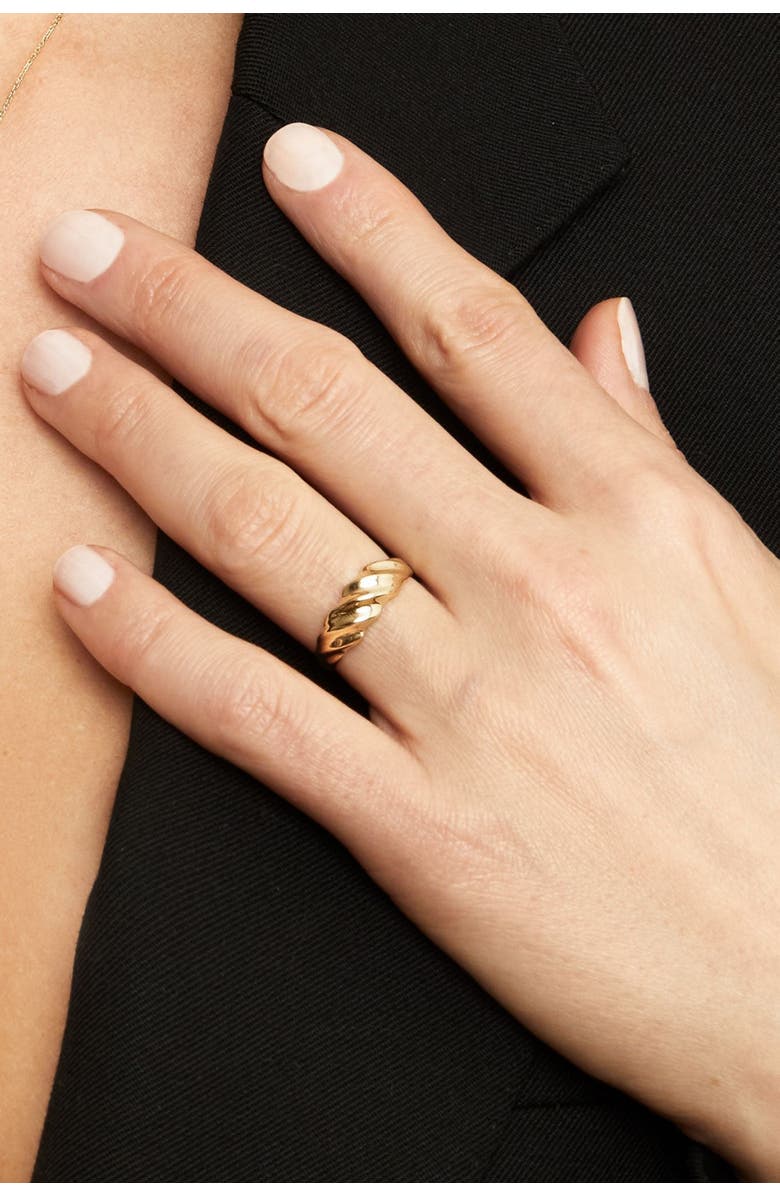 Oradina 10K Yellow Gold Greek Retro Dome Ring, Alternate, color, Yellow Gold