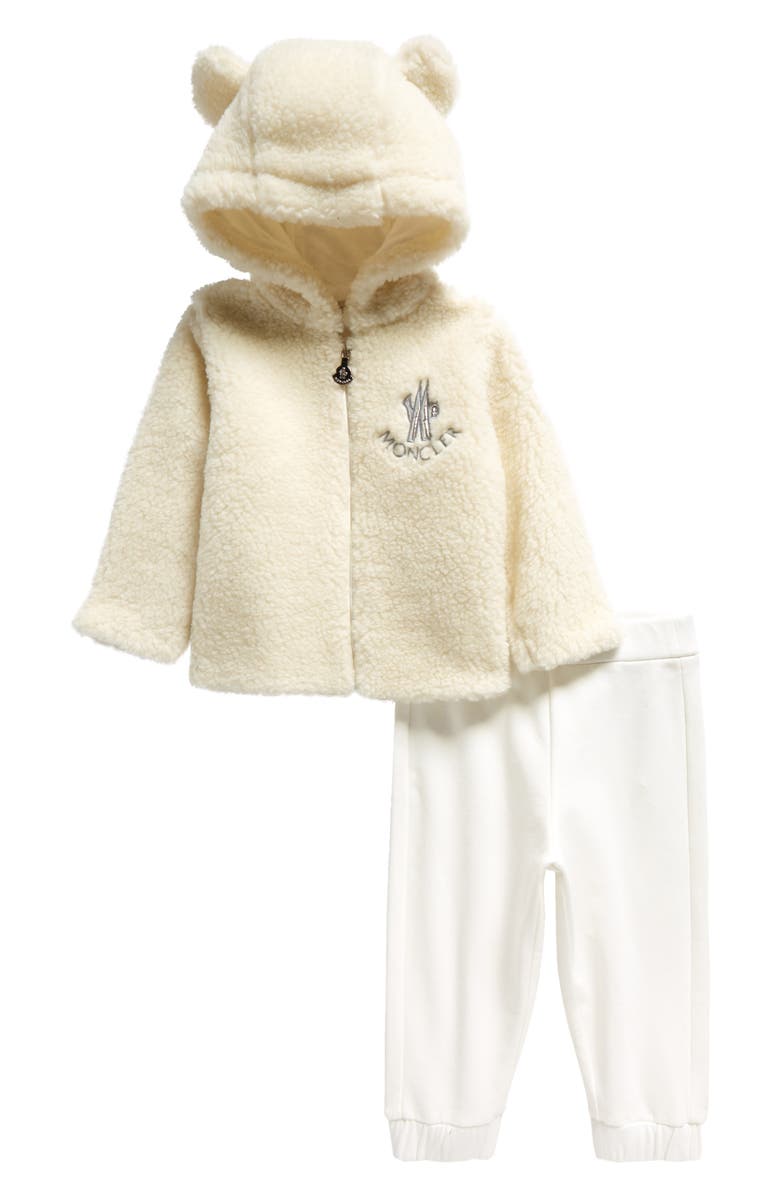 Moncler Kids' Teddy Bear Hooded Fleece Jacket & Sweatpants Set, Main, color, 