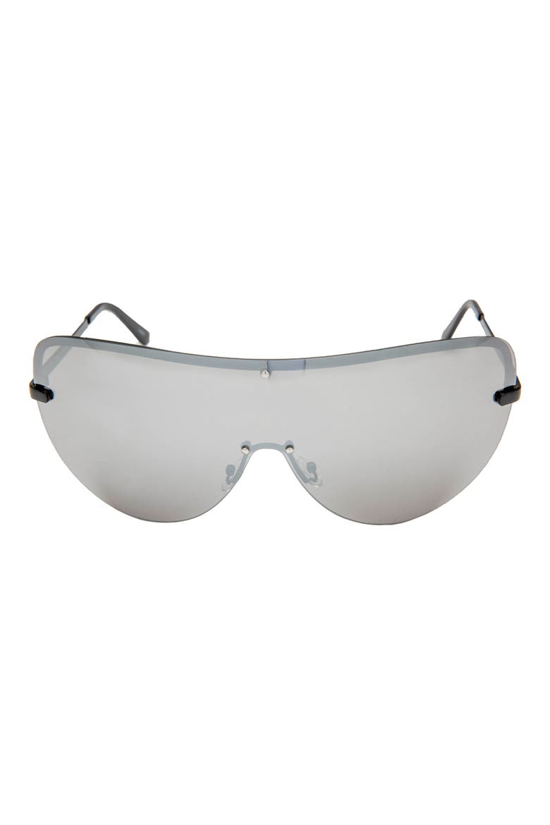 Mirrored Shield Sunglasses, Main, color, SILVER