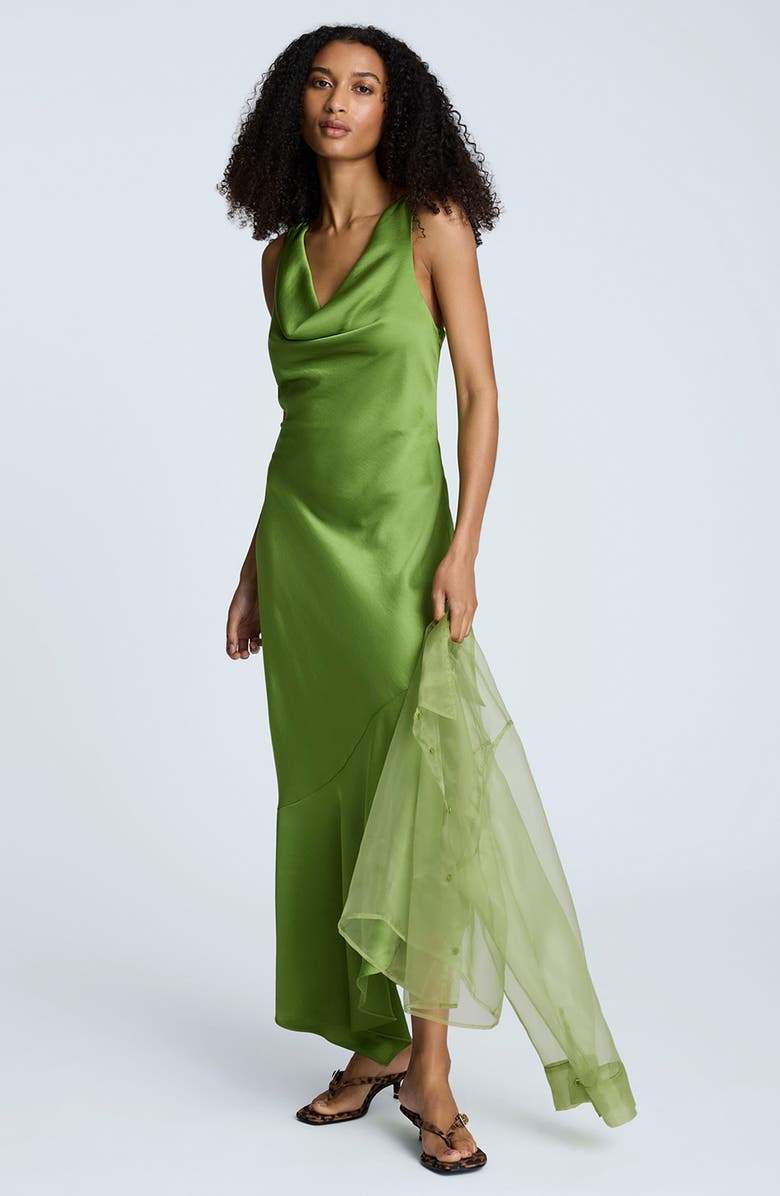 Kenneth Cole Cowl Neck Sleeveless Dress, Alternate, color, Cactus Green