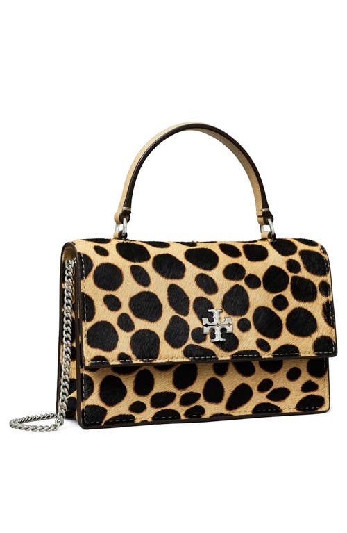 Tory Burch Mini Kira Genuine Calf Hair Top Handle Bag In Black