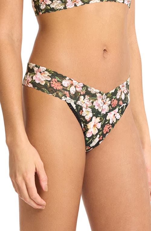 Hanky Panky Printed Signature Lace Original Rise Thong In Black