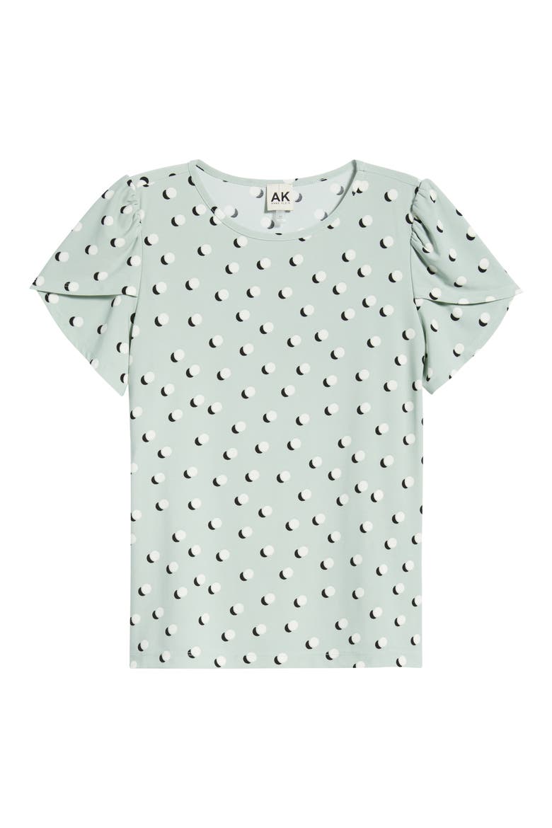 Circle Print Tulip Sleeve Top, Alternate, color, SOFT ALOE MULTI