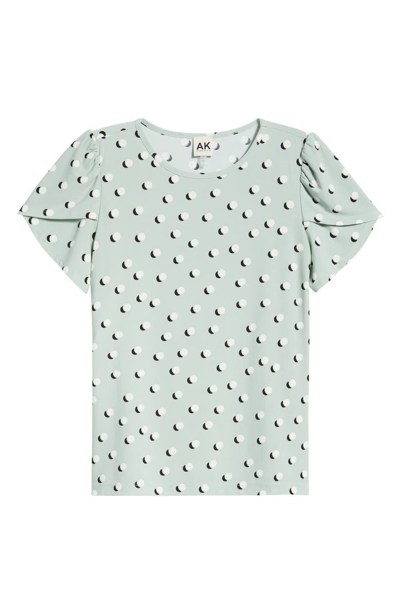 AK ANNE KLEIN Dot Print Tulip Sleeve Top, Alternate, color, Soft Aloe Multi