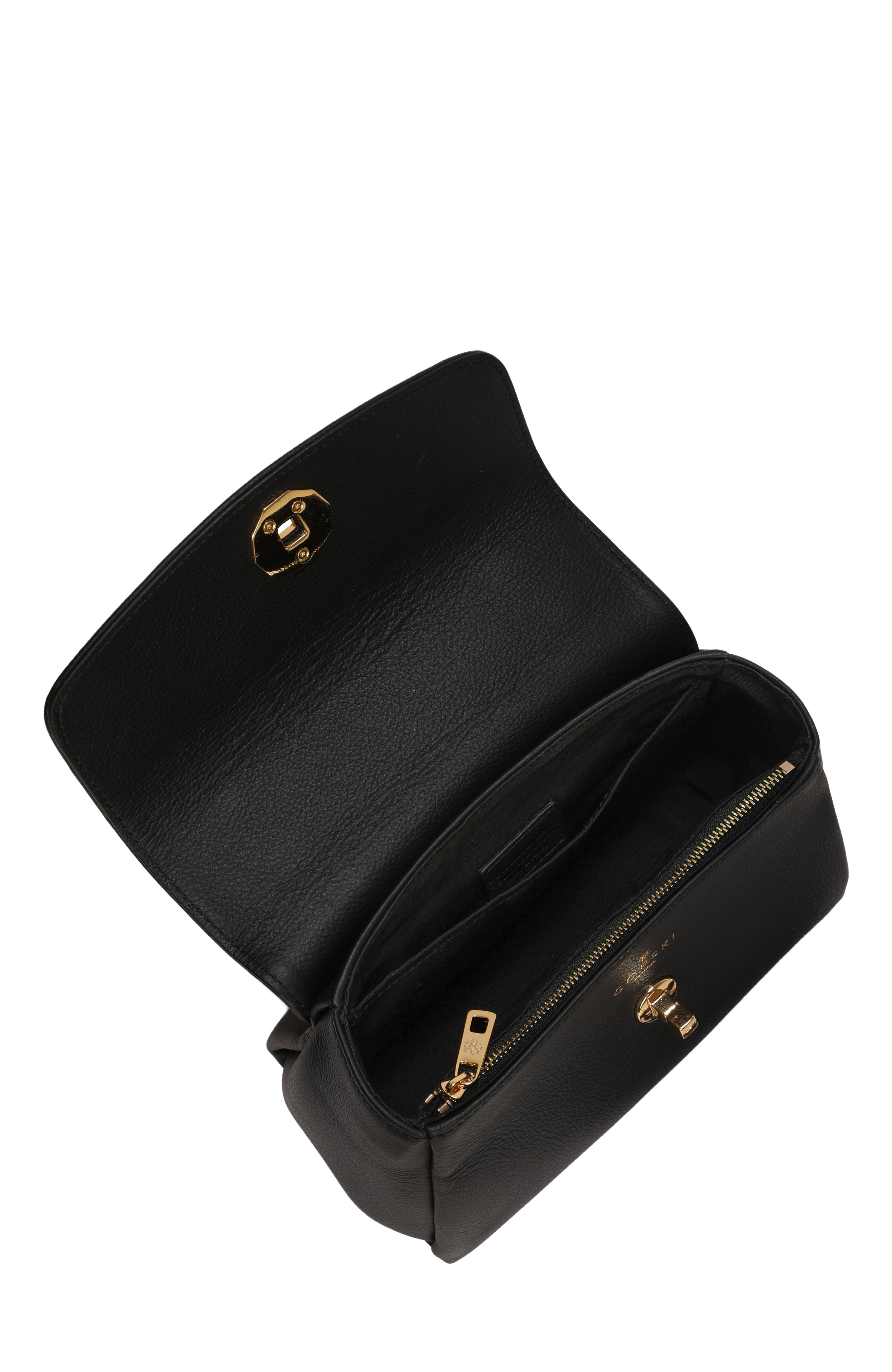 GORSKI Top Handle Leather Bag with Crossbody Strap, Alternate, color, Black