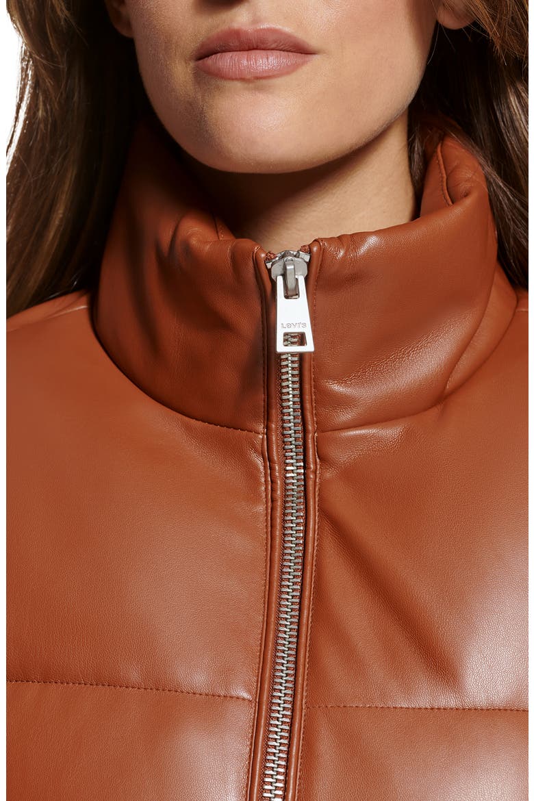 Levi's® PU 307 Faux Leather Puffer Jacket, Alternate, color, CAMEL