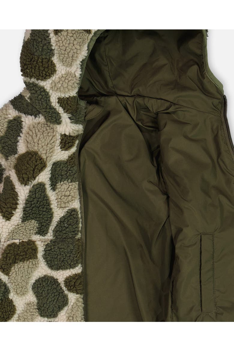 Little Boy's Reversible Soft Fleece Jacket Camouflage Green, Alternate, color, Kombu Green