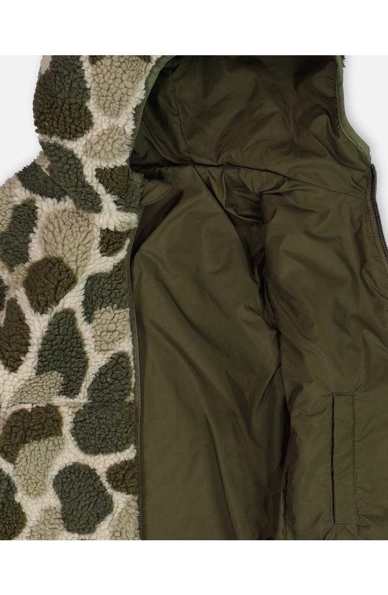 Deux par Deux Little Boy's Reversible Soft Fleece Jacket Camouflage Green, Alternate, color, 