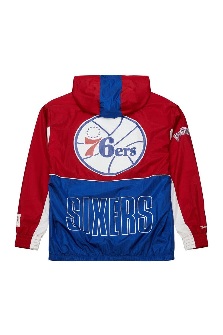 Men's Mitchell & Ness Royal/Red Philadelphia 76ers Hardwood Classics Big Shot Premium Full-Zip Windbreaker Jacket, Alternate, color, Royal