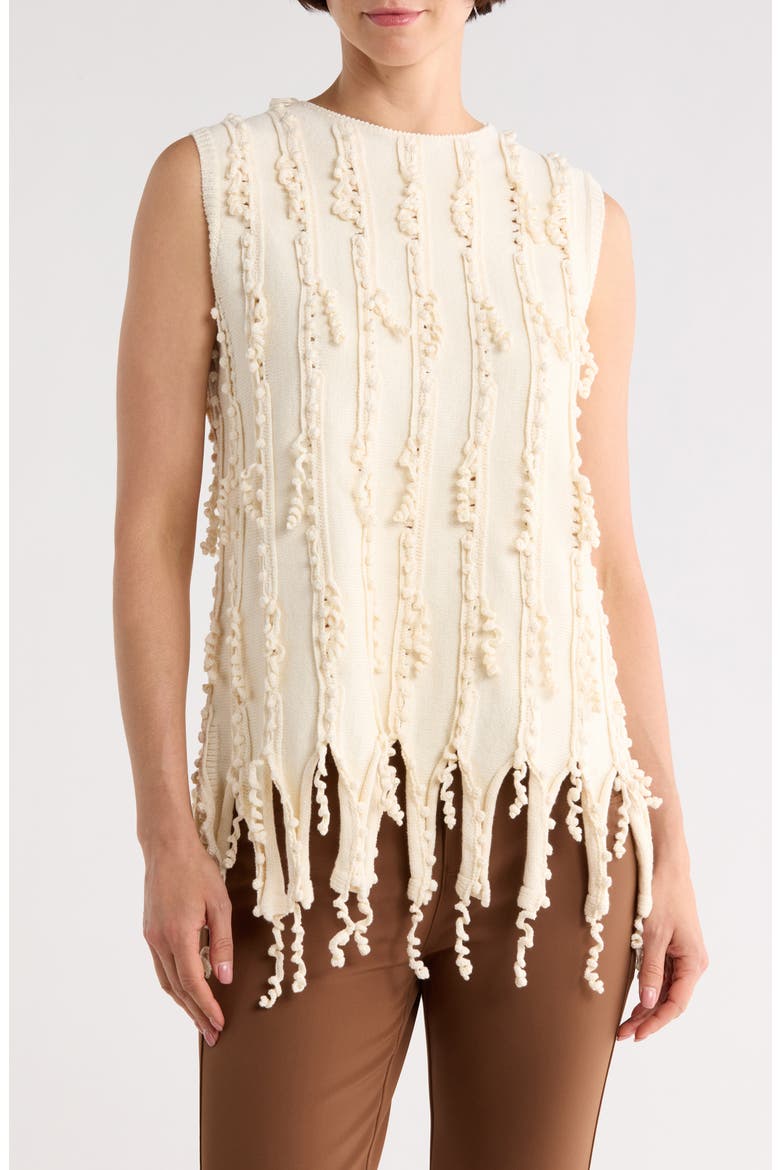 Fringe Trim Tank, Main, color, CREME