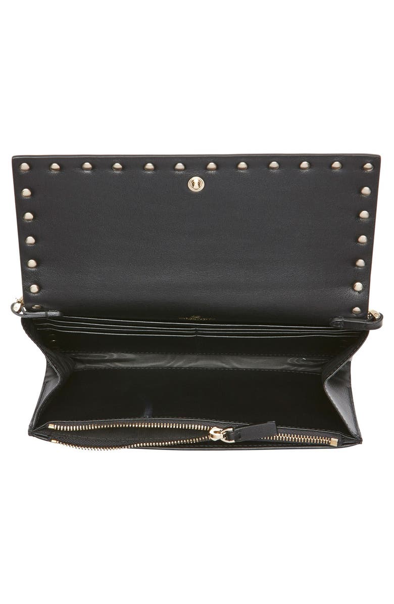 Valentino 'Rockstud' Calfskin Leather Wallet on a Chain, Alternate, color,