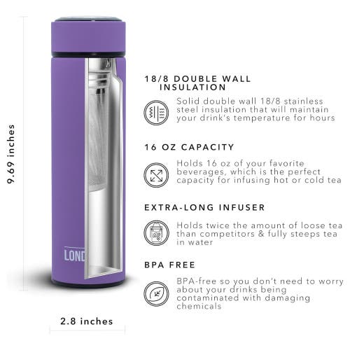 London Sip Infuser Bottle 16oz In Purple