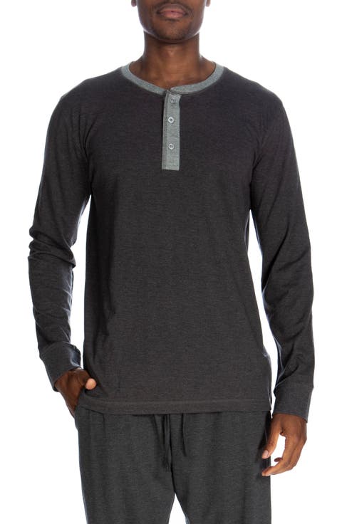 Three Button Long Sleeve Lounge Henley Shirt