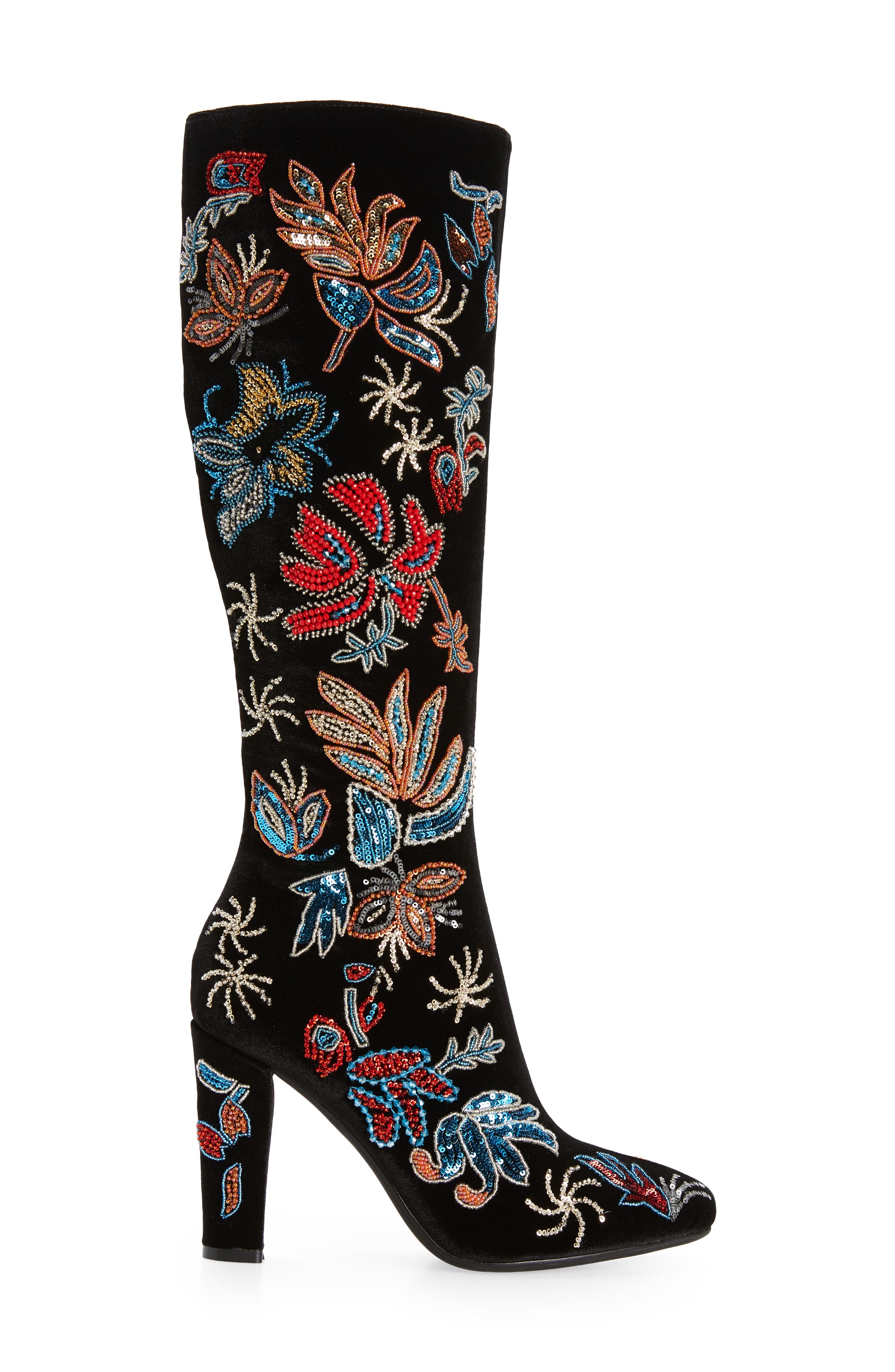 Embellished Boot, Alternate, color, BLACK VELVET COMBO