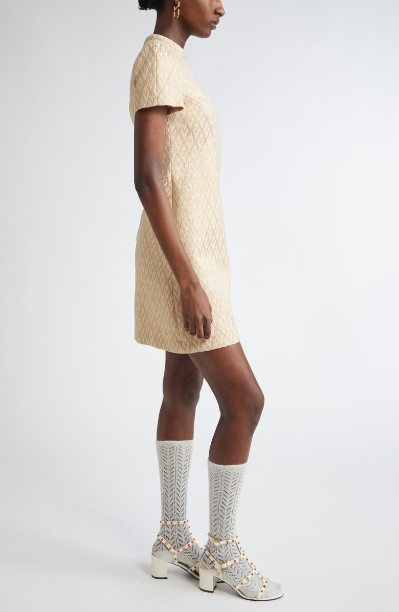 Valentino Garavani Toute la V Metallic Jacquard Minidress, Alternate, color, 
