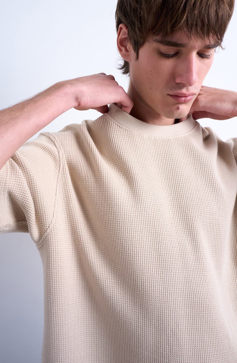 Topman Oversize Waffle Texture Cotton T-Shirt, Alternate, color, Stone