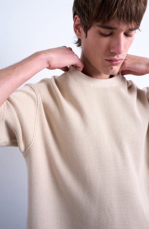 Topman Oversize Waffle Texture Cotton T-shirt In Neutral