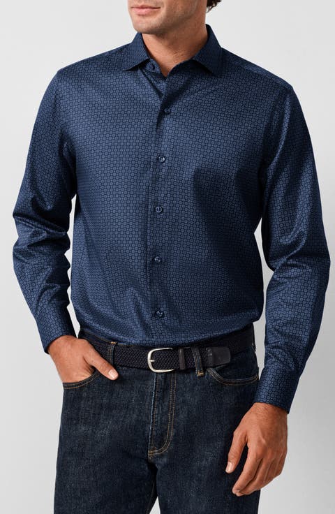 Regular Fit Geometric Pima Cotton Shirt