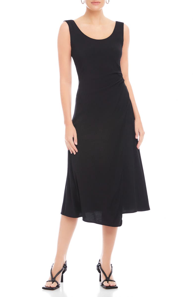 FIFTEEN TWENTY Shari Side Shirred Midi Dress, Main, color, Black