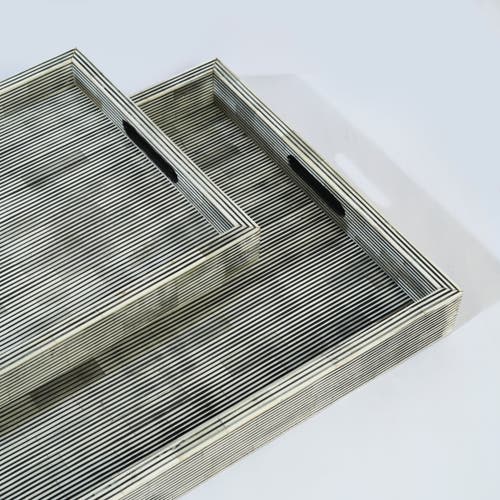 Mela Artisans Pinstripe Inlay Tray In Gray