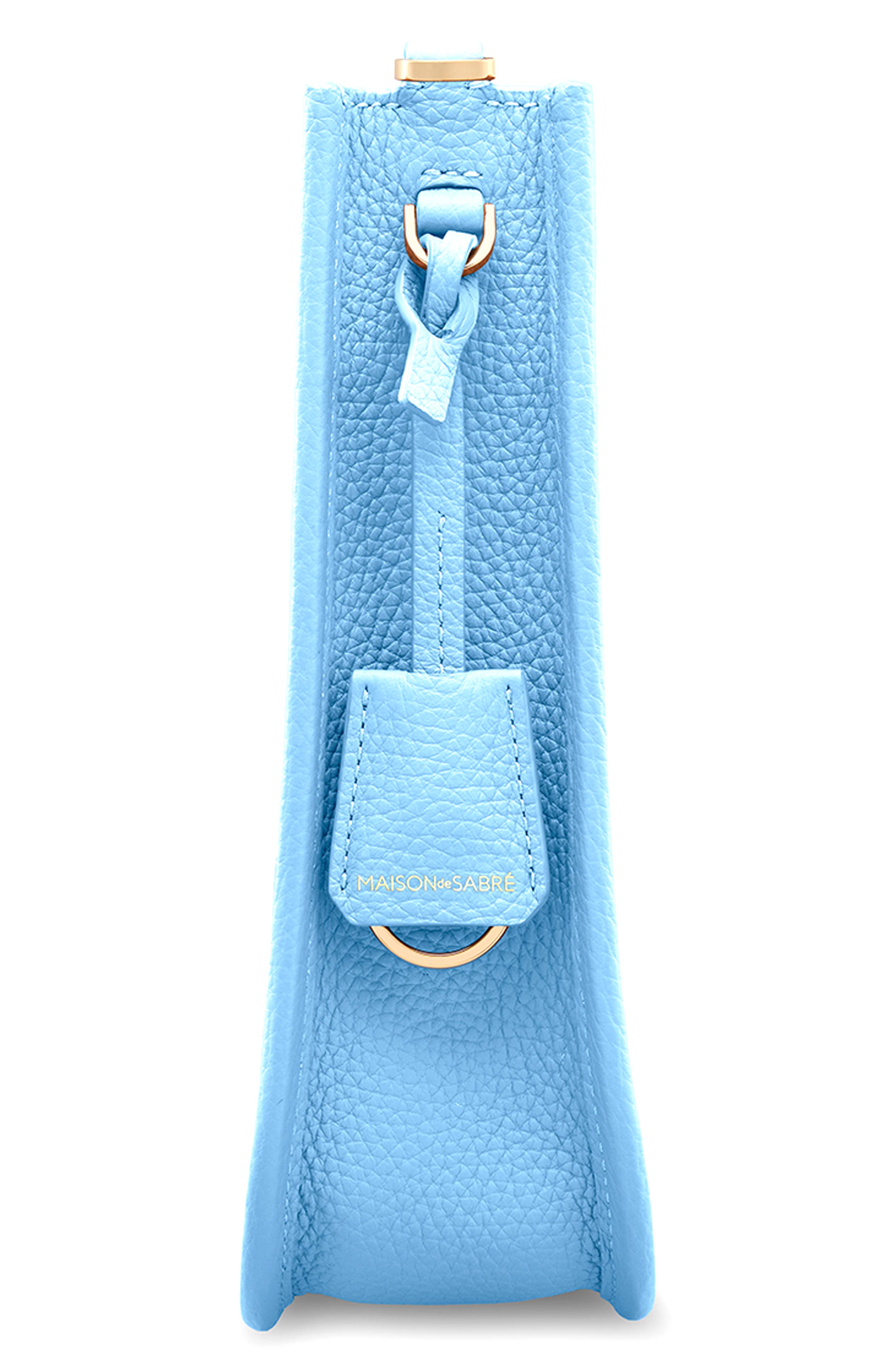 Leather Mini Saddle Bag, Alternate, color, Sky Blue
