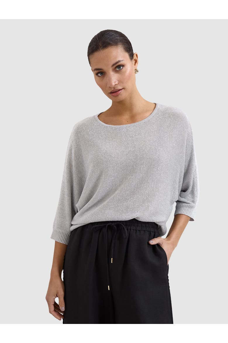 Cristine Metallic Knitted Jumper, Main, color, Silver