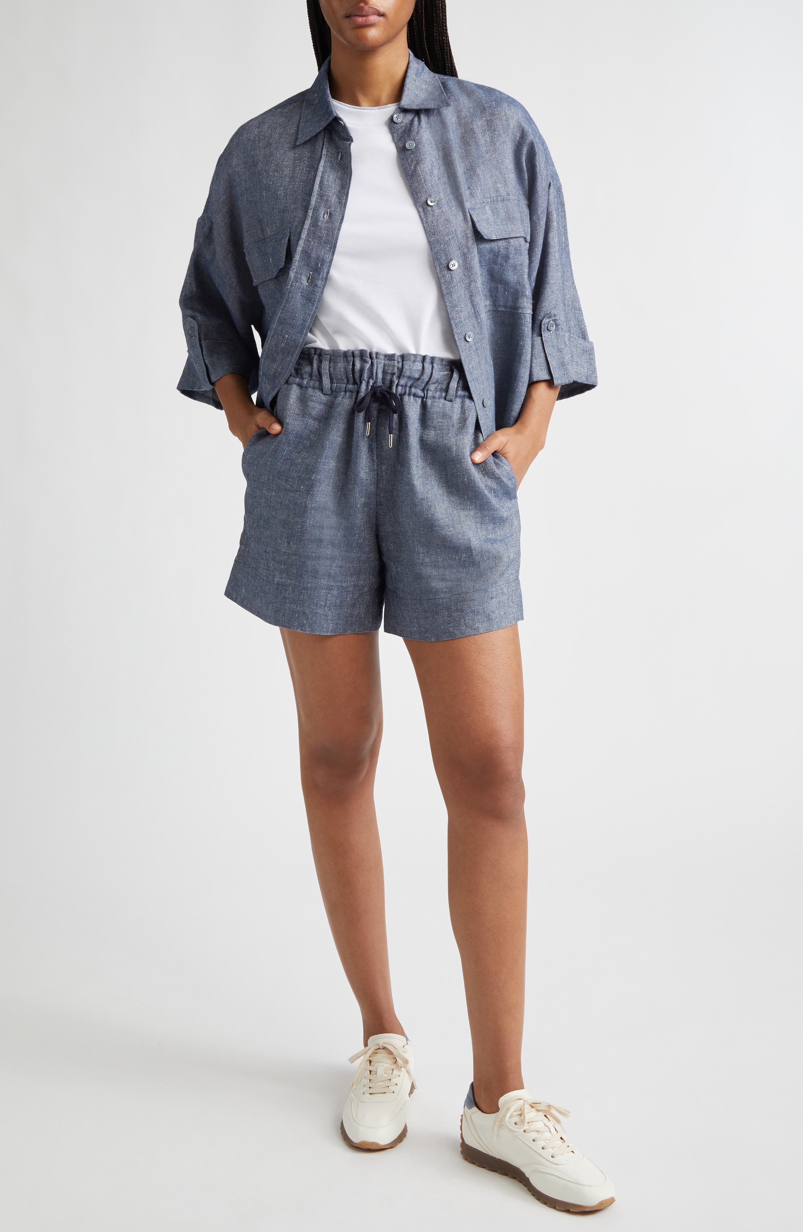 Linen Blend Chambray Bermuda Shorts - image 2